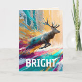 Bright Splatter Watercolour | トナカイのクリスマス シーズンカード (正面)