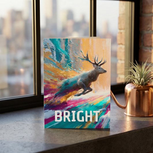 Bright Splatter Watercolour | トナカイのクリスマス シーズンカード