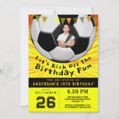 Bright Sporty Custom Photo Birthday I | Soccer 招待状 (正面)