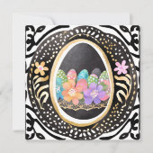 Bright Spring Garden Flowers Easter Egg Watercolor シーズンカード (正面)