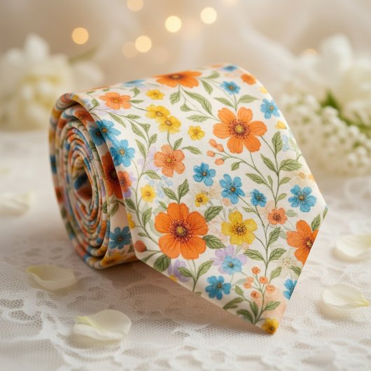 Bright Spring Meadow Floral Pattern ネクタイ