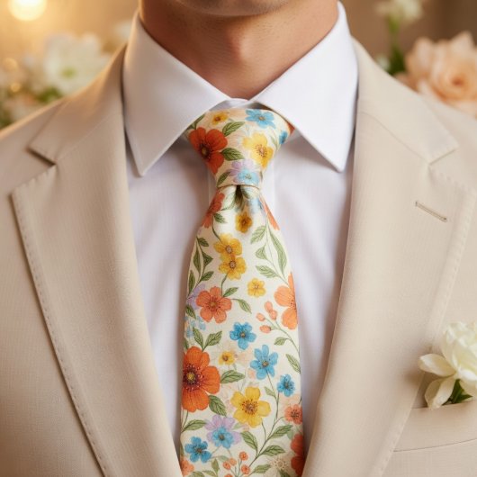 Bright Spring Meadow Floral Pattern ネクタイ