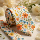 Bright Spring Meadow Floral Pattern ネクタイ