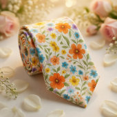 Bright Spring Meadow Floral Pattern ネクタイ