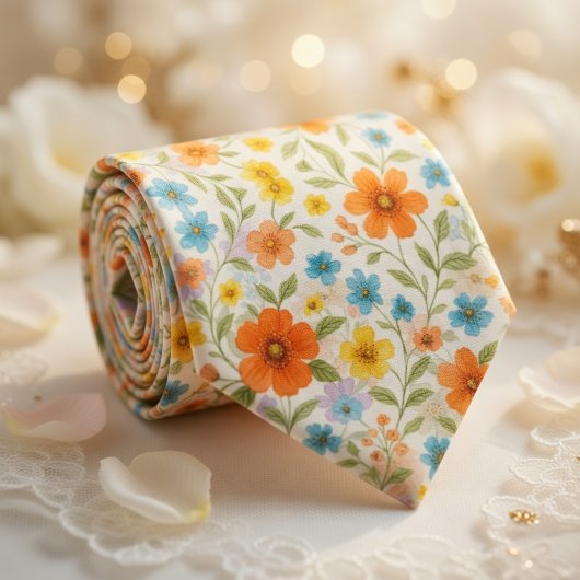 Bright Spring Meadow Floral Pattern ネクタイ