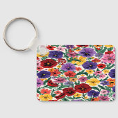 Bright Spring Pansies Floral Garden Pattern キーホルダー (裏面)