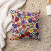 Bright Spring Pansies Floral Garden Pattern クッション (ブランケット)