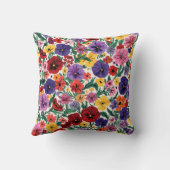 Bright Spring Pansies Floral Garden Pattern クッション (裏面)