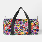 Bright Spring Pansies Floral Garden Pattern ダッフルバッグ (裏面)