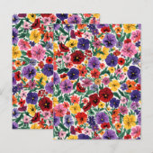 Bright Spring Pansies Floral Garden Pattern ポストカード (正面/裏面)