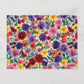 Bright Spring Pansies Floral Garden Pattern ポストカード (裏面)