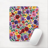 Bright Spring Pansies Floral Garden Pattern マウスパッド (マウス)