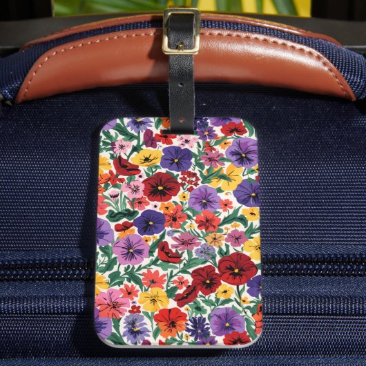 Bright Spring Pansies Floral Garden Pattern ラゲッジタグ (正面インサイチュ2)
