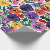 Bright Spring Pansies Floral Garden Pattern ラッピングペーパー (角)
