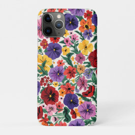 Bright Spring Pansies Floral Garden Pattern iPhone 11 Proケース