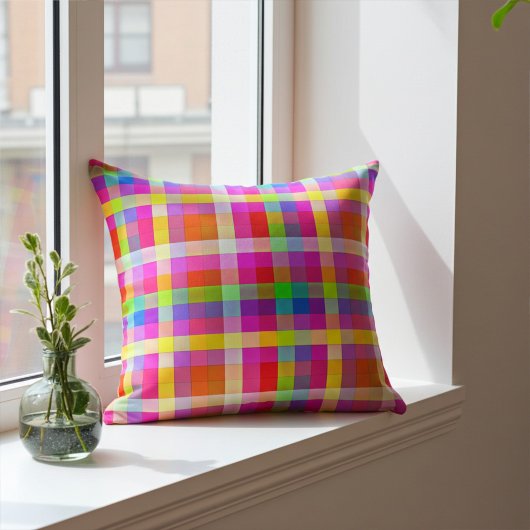 Bright Squares of Rainbow Colors クッション