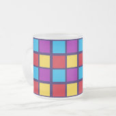 Bright Squares (with red and blue)  フロストグラスマグカップ (正面左)