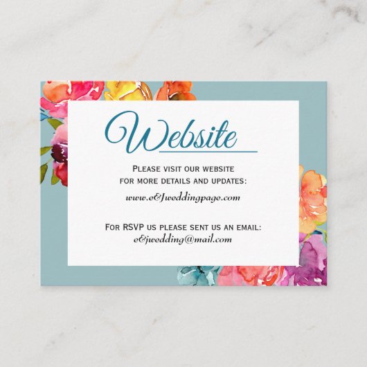 Bright Summerカラフルフローラ結婚のWebサイトカード 名刺 (正面)