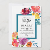 Bright Summerカラフルモダン結婚フローラI 招待状 (正面)