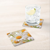 Bright Summer Daisies Flowers スクエアペーパーコースター (インサイチュ)