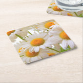 Bright Summer Daisies Flowers スクエアペーパーコースター (アングル)