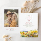 Bright Summer Wildflowers Boho Photo 結婚's 招待状