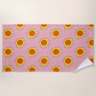 "Bright Sun" Pink Beach Towel ビーチタオル