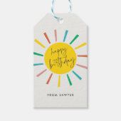 Bright Sun Script Kidsハッピーバースデー ギフトタグ (正面)
