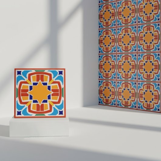 Bright Sun Star Moroccan Ceramic Tile タイル