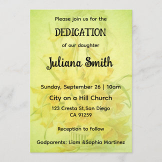Bright Sunflower  Lime Green Dedication Invitation 招待状