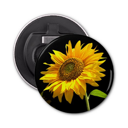 Bright Sunflower on Black Background 栓抜き (正面)