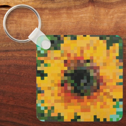 Bright sunflower on green background キーホルダー (正面)