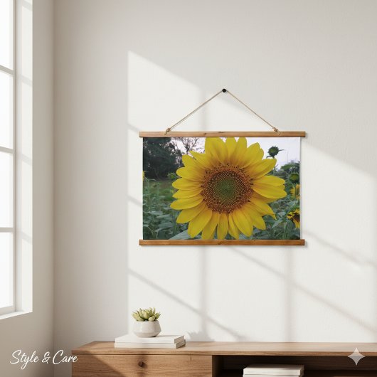 Bright Sunflower Photo Tapestry for Wall Decoratio 吊り下げ型タペストリー