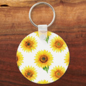 Bright Sunflower Watercolor Seamless Pattern キーホルダー (正面)