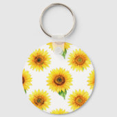 Bright Sunflower Watercolor Seamless Pattern キーホルダー (裏面)