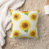 Bright Sunflower Watercolor Seamless Pattern クッション (ブランケット)
