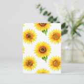 Bright Sunflower Watercolor Seamless Pattern ポストカード (スタンド正面)