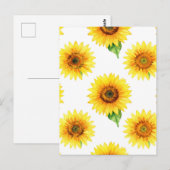 Bright Sunflower Watercolor Seamless Pattern ポストカード (正面/裏面)