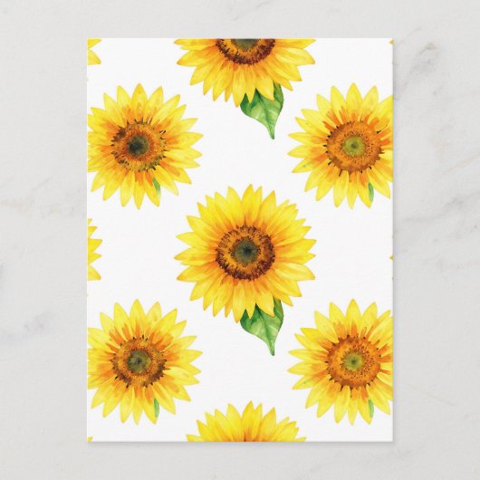 Bright Sunflower Watercolor Seamless Pattern ポストカード (正面)