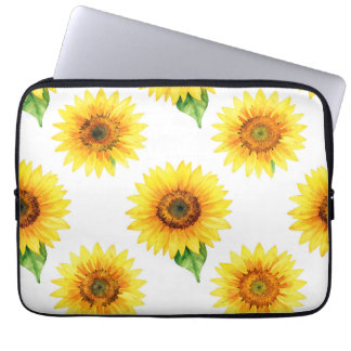 Bright Sunflower Watercolor Seamless Pattern ラップトップスリーブ