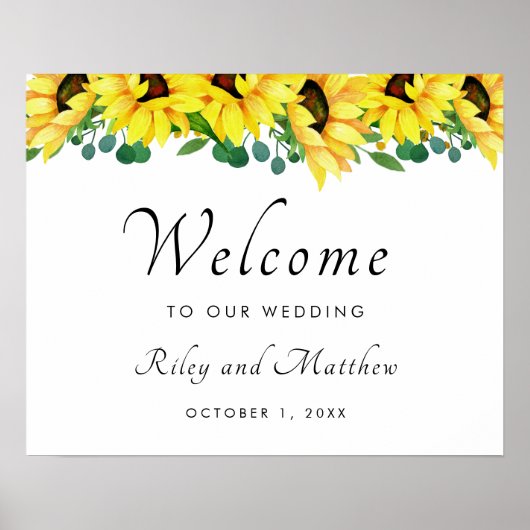 Bright Sunflowers Greeneryの結婚Welcome Poster ポスター (正面)