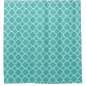Bright Teal Quatrefoil Pattern シャワーカーテン (正面)