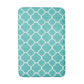 Bright Teal Quatrefoil Pattern バスマット (正面縦)