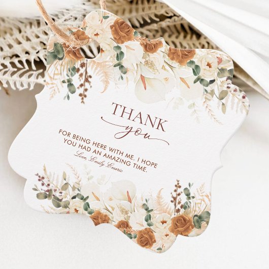Bright Terracotta Boho Floral Thank You フェイバータグ