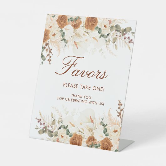 Bright Terracotta Calla Lilies Favors 台座サイン (正面)