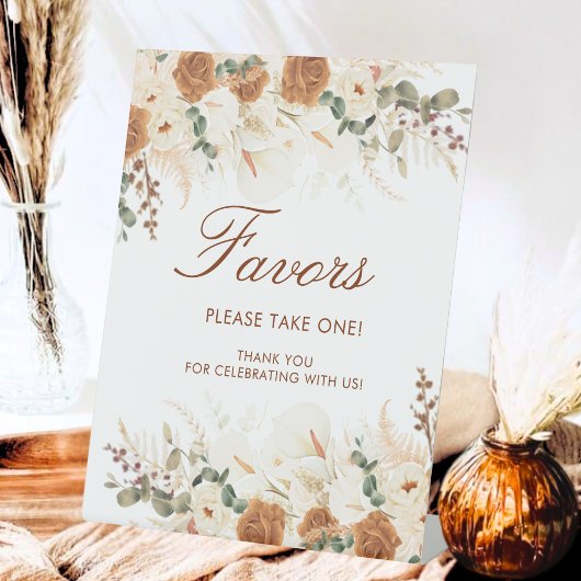 Bright Terracotta Calla Lilies Favors  台座サイン