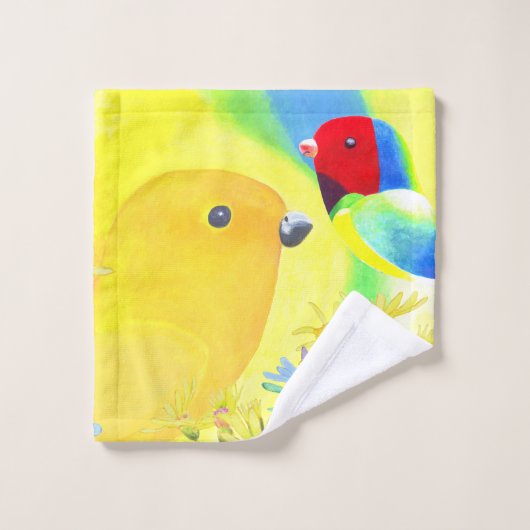 Bright Tie-Dye Birds ウォッシュタオル (ウォッシュタオル)