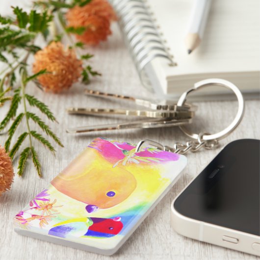 Bright Tie-Dye Birds キーホルダー (正面右)