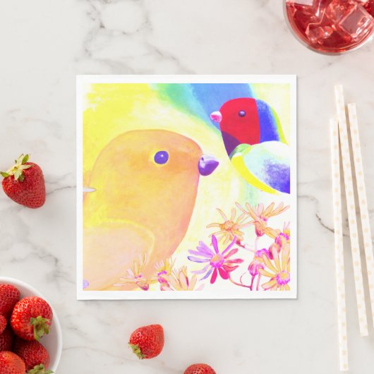 Bright Tie-Dye Birds スタンダードランチョンナプキン (インサイチュ)