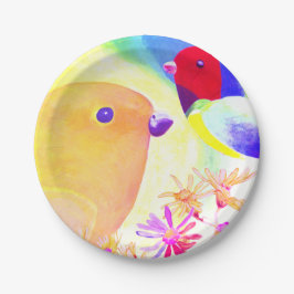 Bright Tie-Dye Birds ペーパープレート